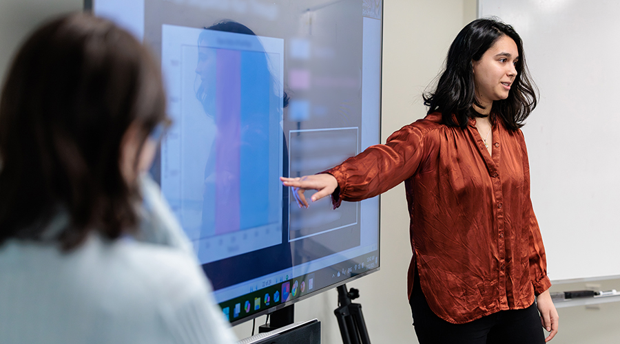 Students present for an Engineering Design capstone course