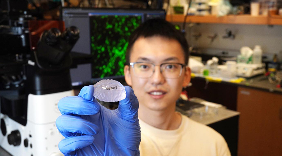 Researcher holds patch