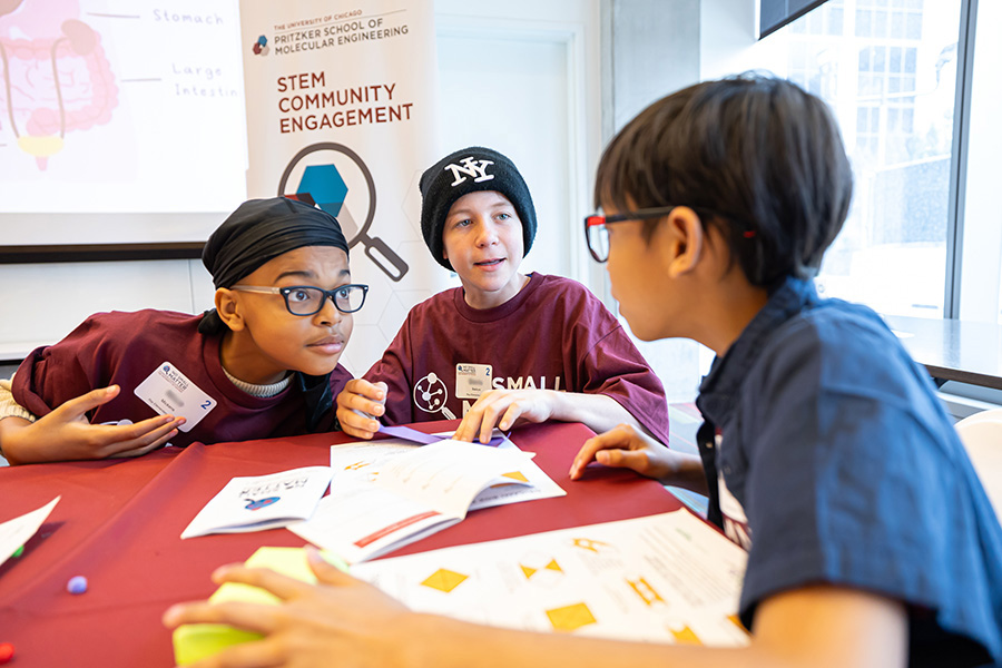 Students interact with science demos