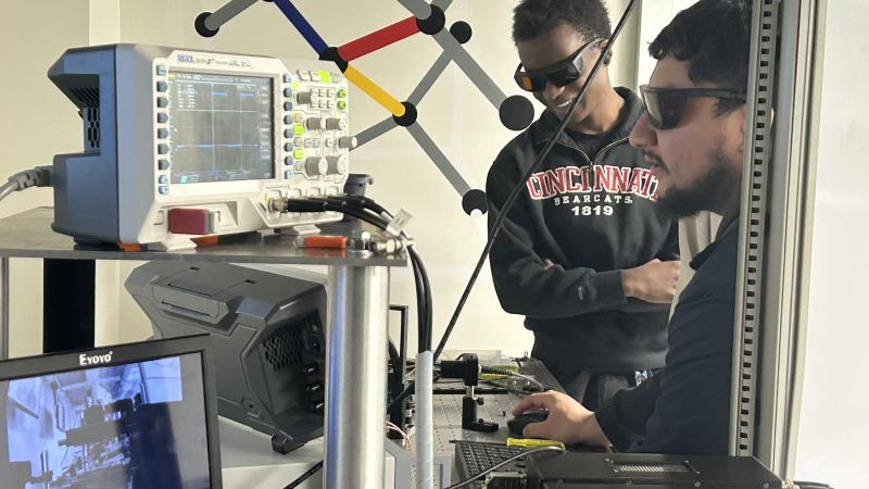 Students work on quantum machinery