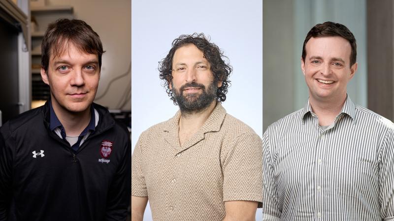 Composite image of three scientists