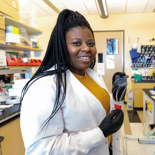 Researcher in immuno lab