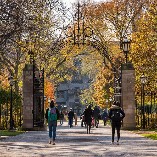 Students walking through quad