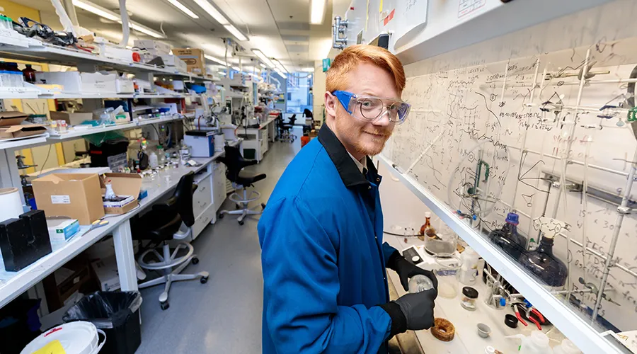 Nicholas Boynton in the lab