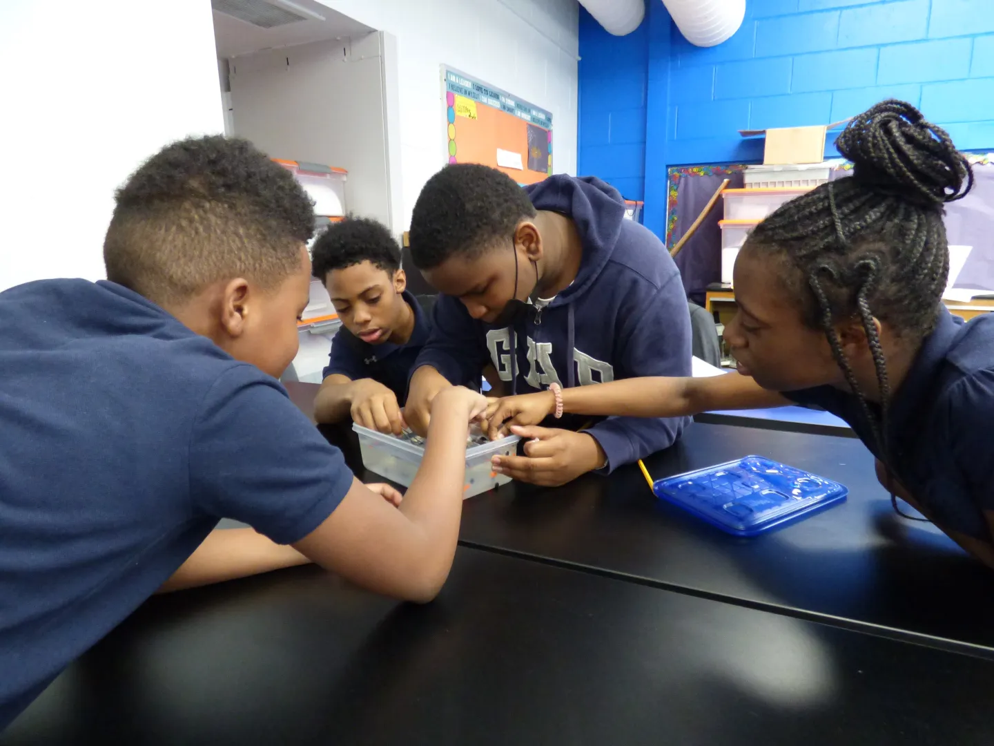 Students at Wadsworth STEM Elementary School in Chicago participate in an interactive science project