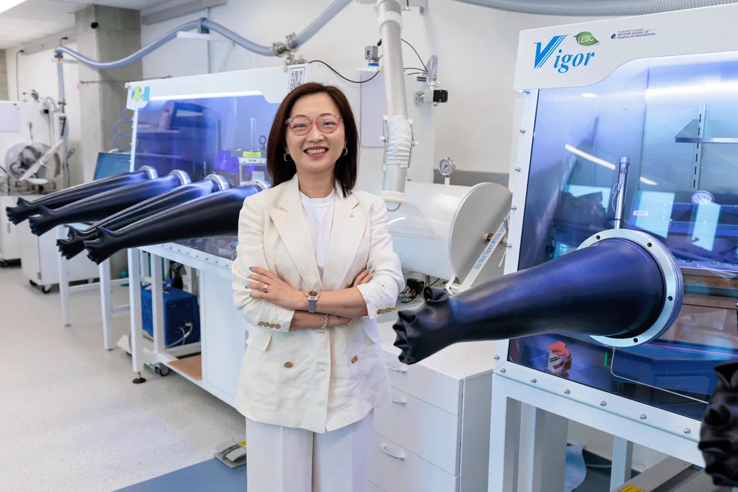 UChicago Pritzker School of Molecular Engineering Professor Y. Shirley Meng in the lab