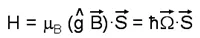 Spin Hamiltonian equation describing g-tensor modulation resonance (g-TMR), where electron spin dynamics are governed by the interaction between magnetic field and an anisotropic g-tensor, enabling electrically driven spin manipulation in semiconductor quantum wells.
