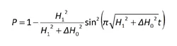 Equation describing Rabi oscillations of a strongly driven quantum spin. The formula relates spin transition probability to microwave driving strength, detuning, and pulse duration during coherent spin manipulation.