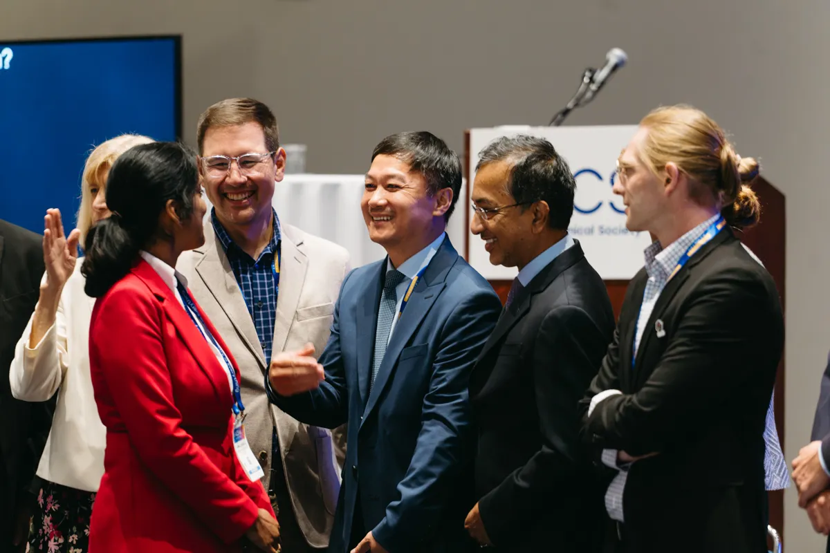 Group of researchers chat