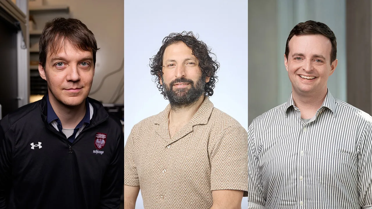Composite image of three scientists